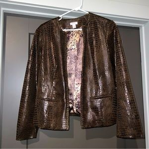 Chicos Brown Snakeskin Jacket
